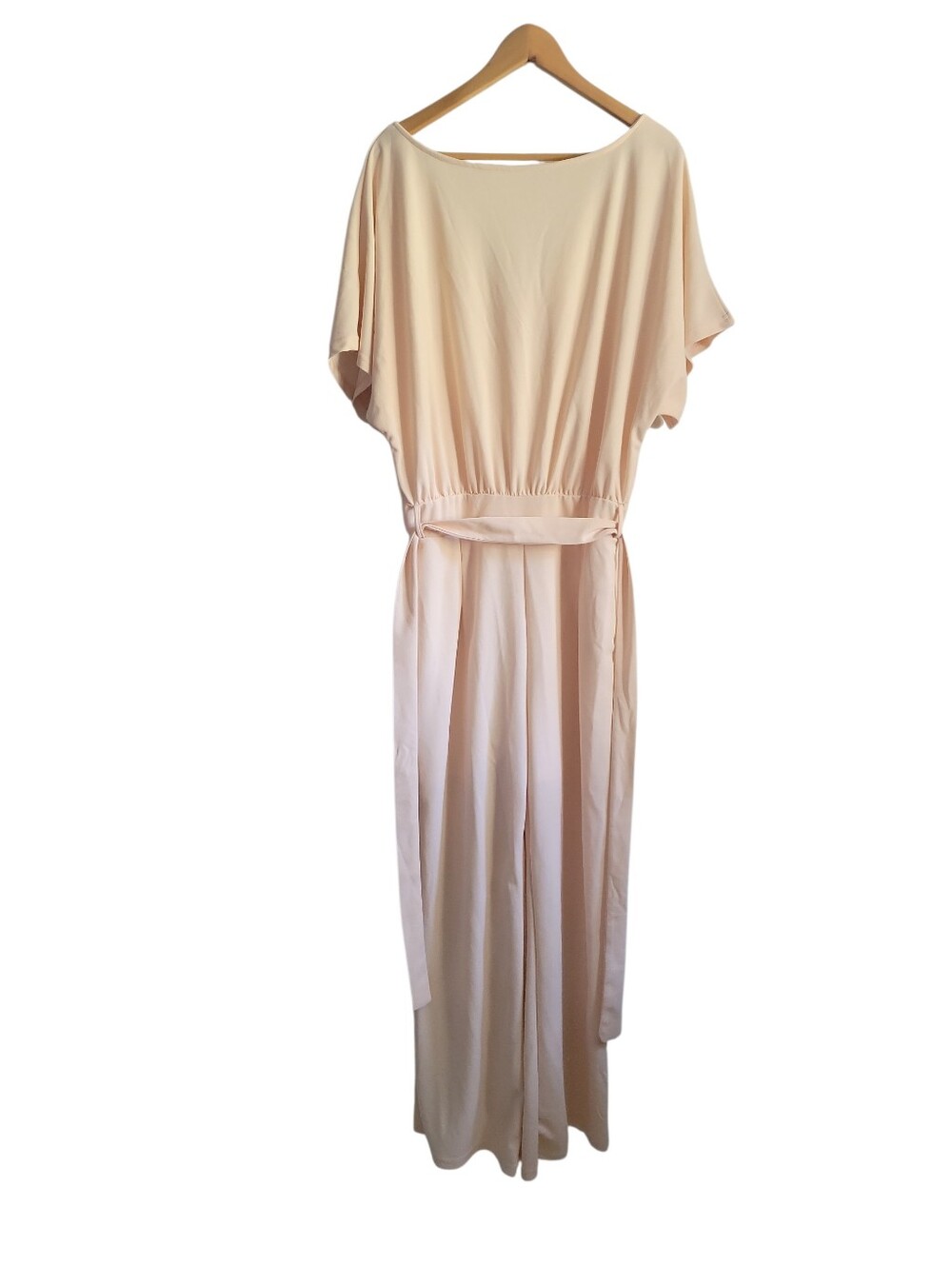Elegant Cream Wide-Leg Jumpsuit with Belt